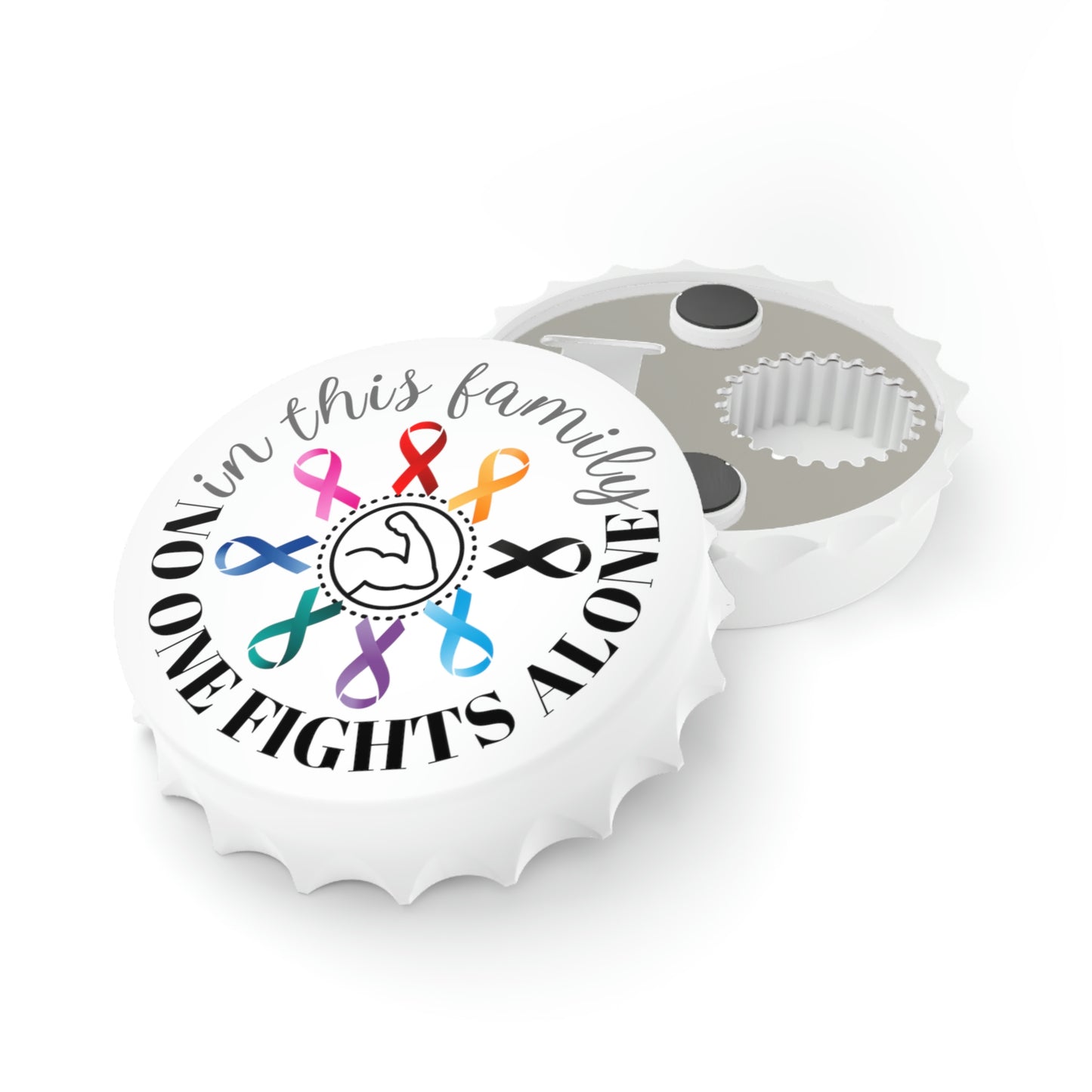 Family Strength Cancer Ribbons Bottlecap Magnet Bottle Opener