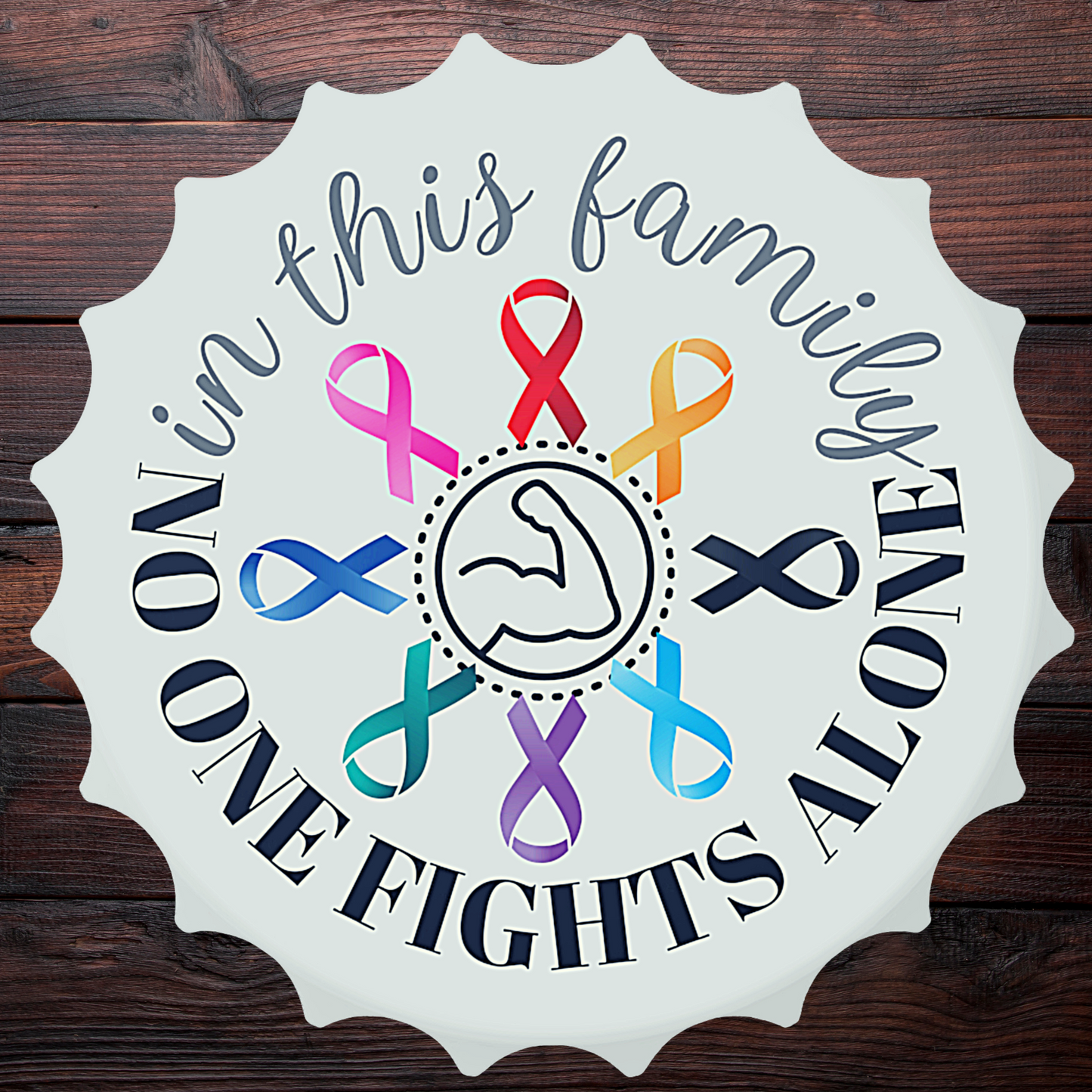 Family Strength Cancer Ribbons Bottlecap Magnet Bottle Opener