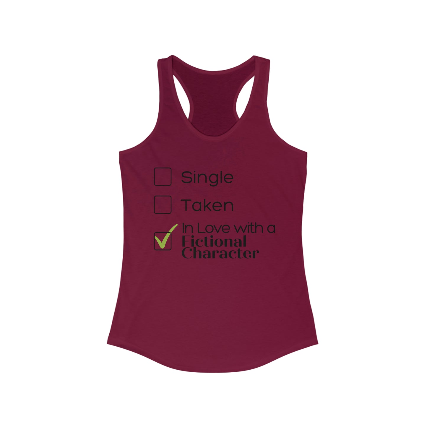 In Love w/ Fictional Character Racerback Tank