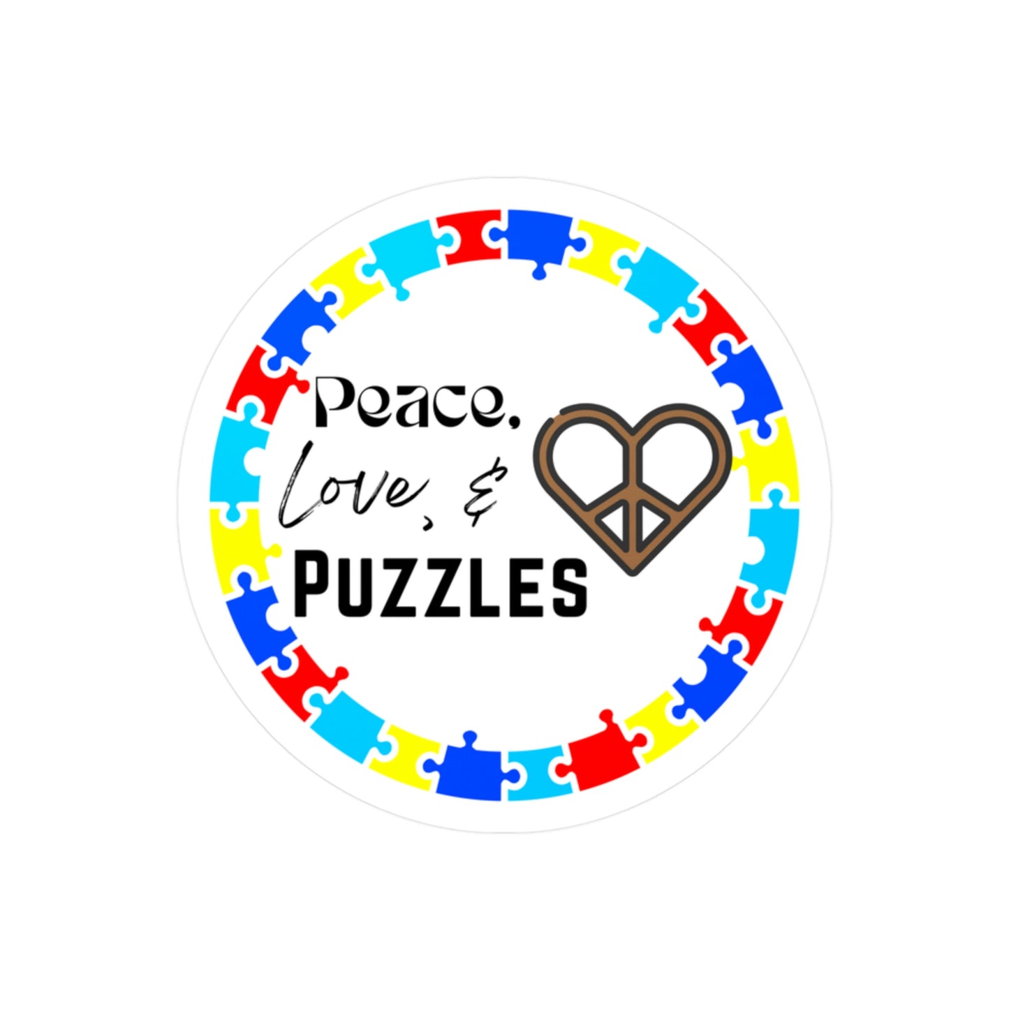 Peace, Love, & Puzzles Sticker