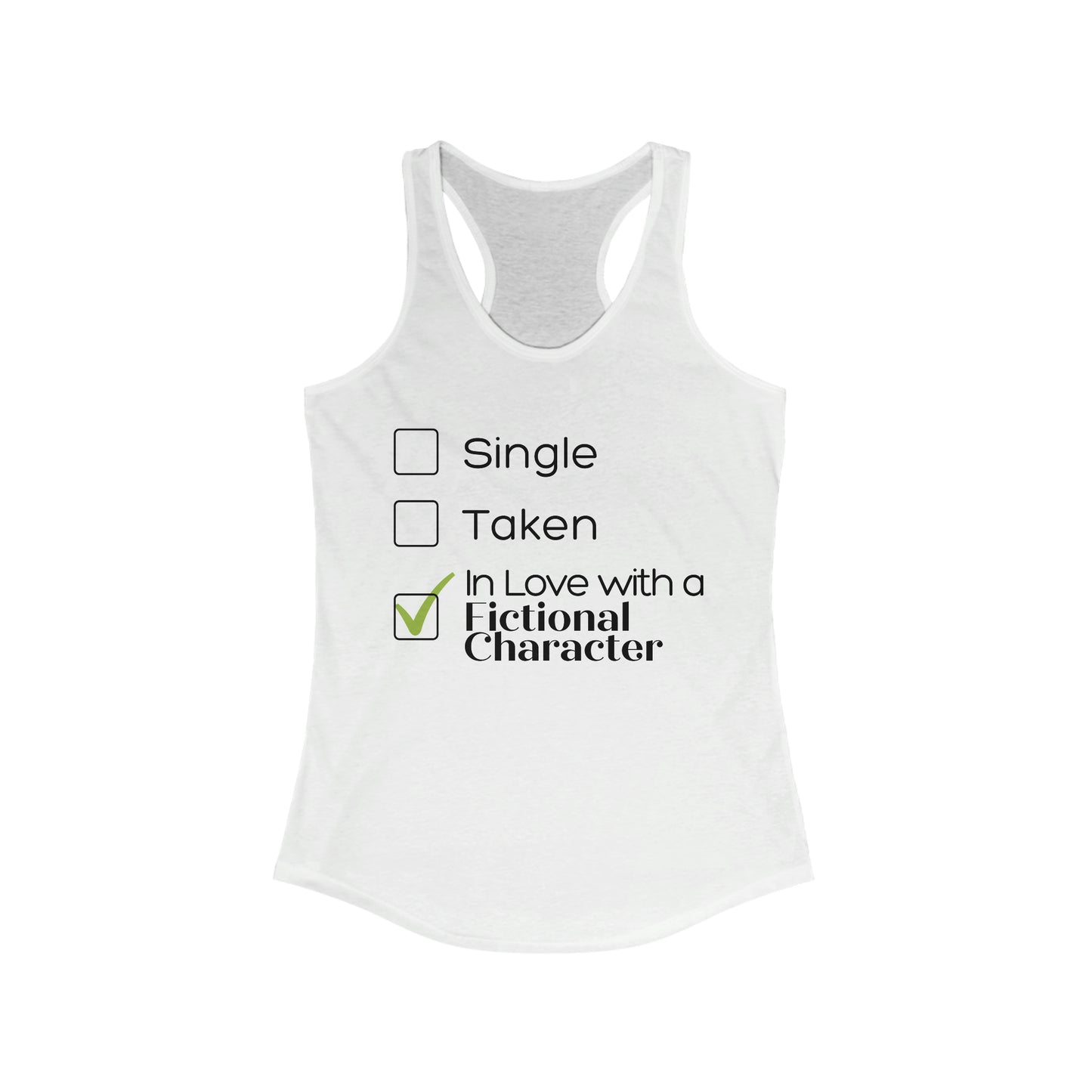 In Love w/ Fictional Character Racerback Tank