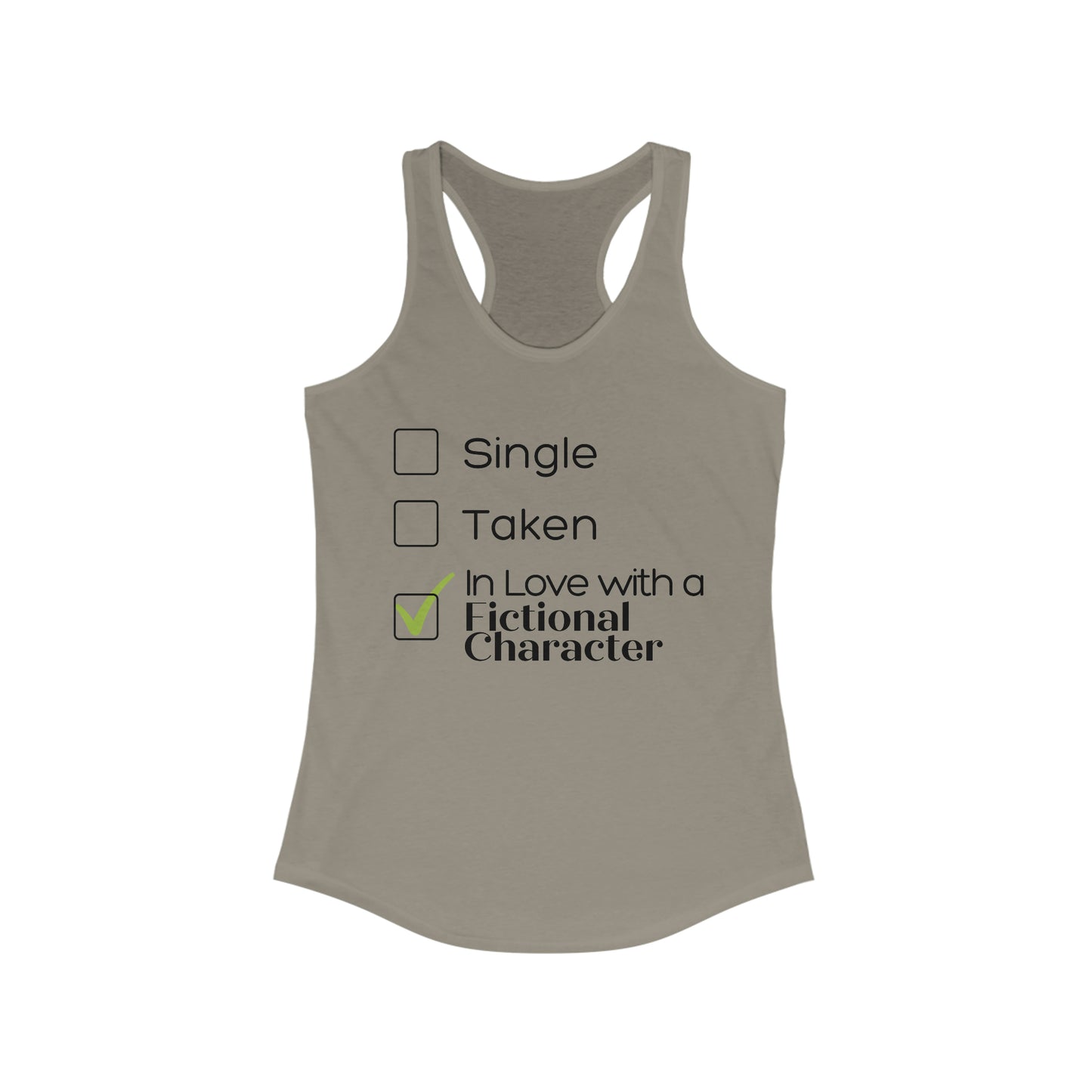 In Love w/ Fictional Character Racerback Tank