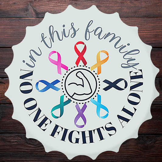 Family Strength Cancer Ribbons Bottlecap Magnet Bottle Opener