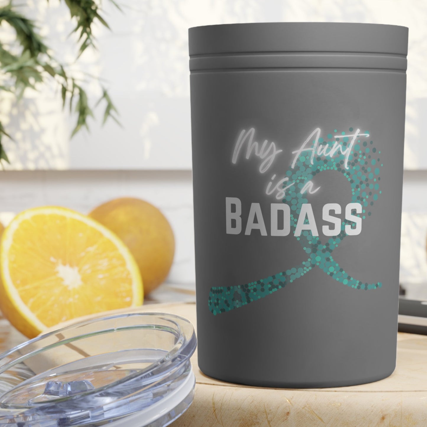 My Aunt is a Badass - Ovarian Cancer, 11oz Insulated Tumbler