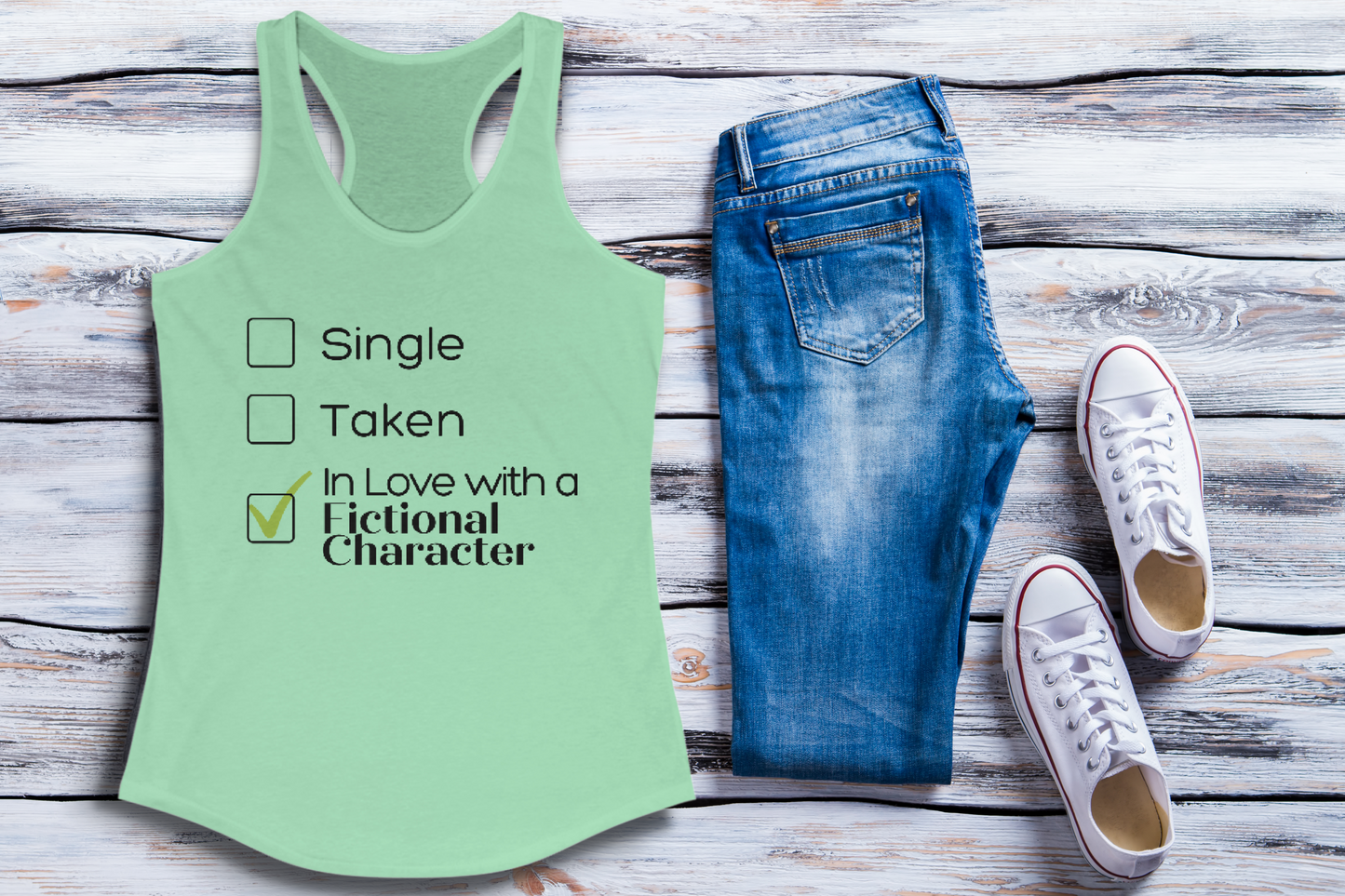 In Love w/ Fictional Character Racerback Tank