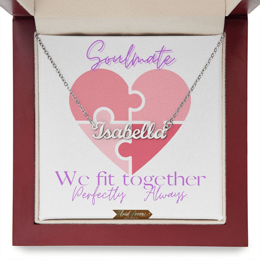 Soulmate Puzzle Heart, Customizable Name Necklace