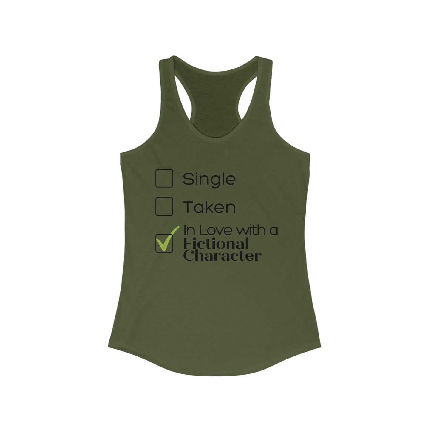 In Love w/ Fictional Character Racerback Tank